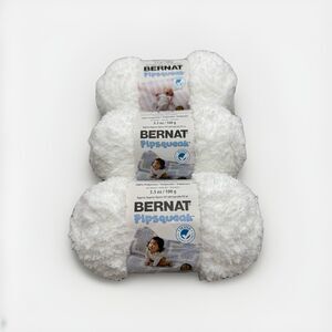 3 Skeins Of Bernat Pipsqueak Yarn Whitey White 162059 59005 3.5 Oz 100 Gram